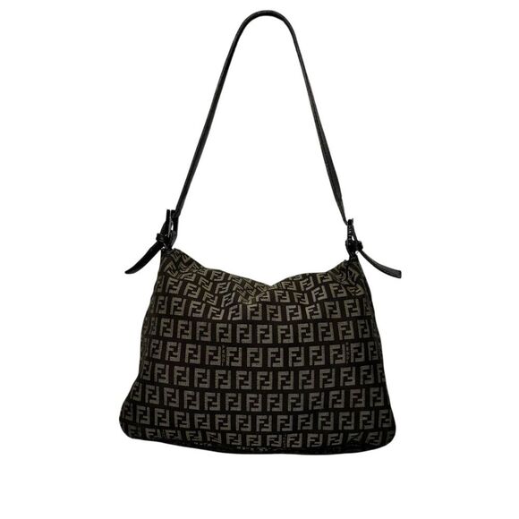 Fendi Mamma Baguette Zucchino FF Monogram Canvas Brown Shoulder Bag Hobo - Picture 5 of 10